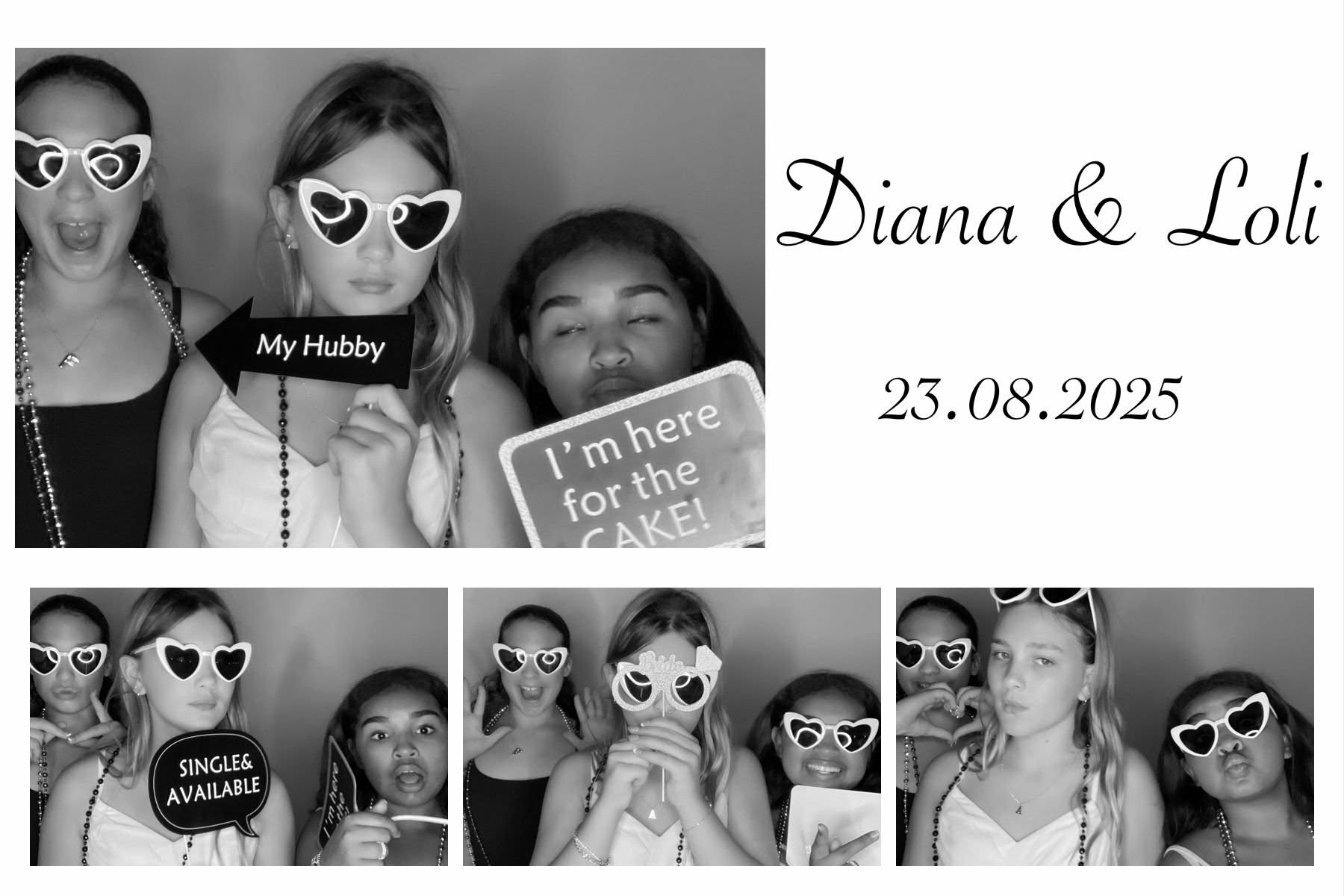 Black and white photo booth strip of friends at an Ottawa event
